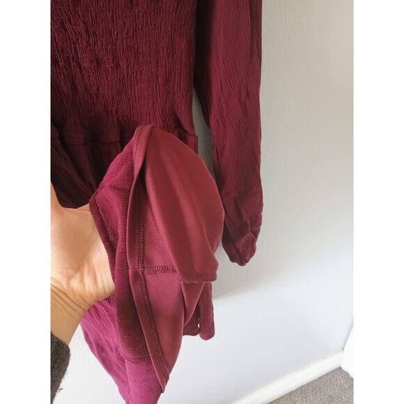 Altar'd state red V-neck mini dress with long sleeves and a flowy hem XL boho - Picture 6 of 16